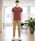 Short Sleeve Merlot Red Lined T-Shirt Picture From Front