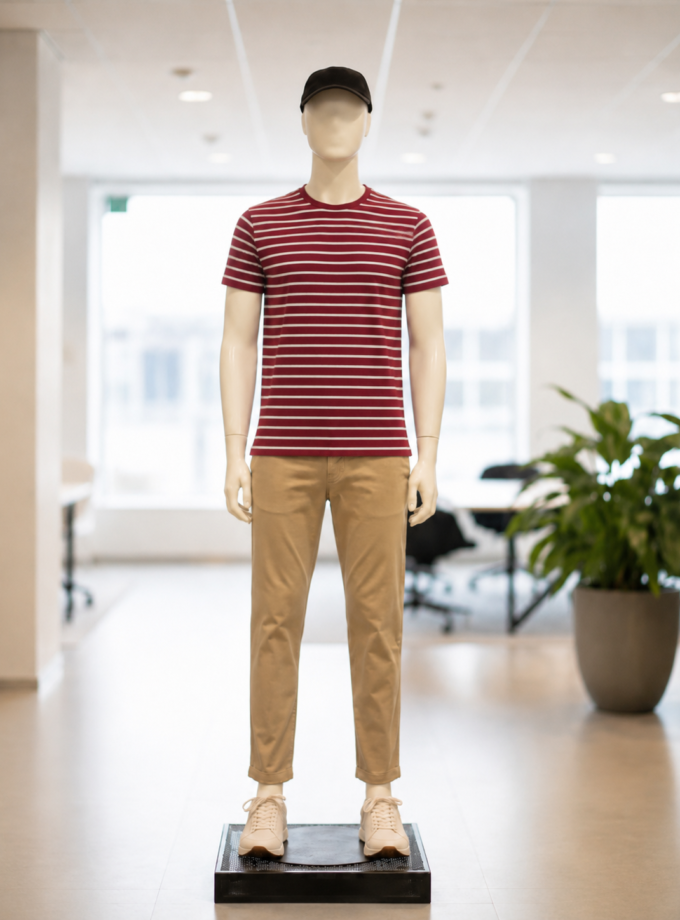 Short Sleeve Merlot Red Lined T-Shirt picture from front