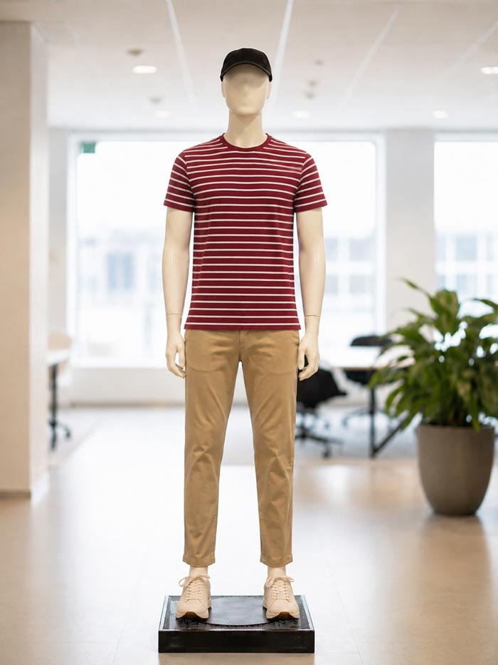 Short Sleeve Merlot Red Lined T-Shirt Picture From Front