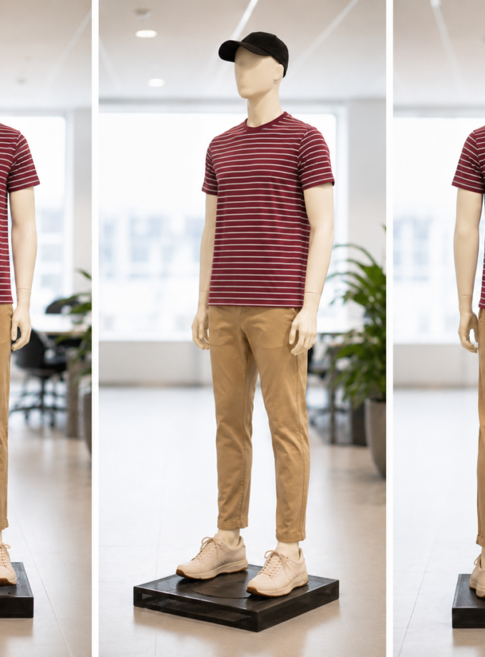 Short Sleeve Merlot Red Lined T-Shirt