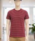 Short Sleeve Merlot Red Lined T-Shirt Closeup Picture