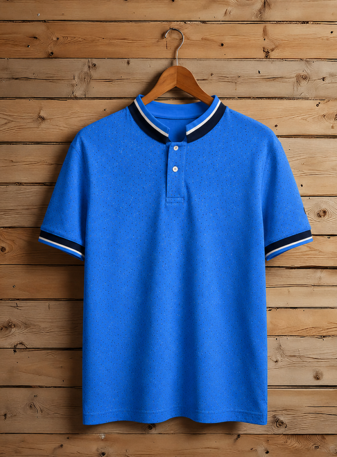 Short Sleeve Sapphire Blue T-Shirt For Men