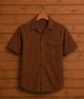 Metallic Brown Casual Shirt Picture On Hanger