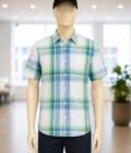 Mineral Green Lined Dress Shirt Closeup Picture