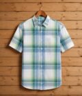 Mineral Green Lined Dress Shirt Picture on Hanger