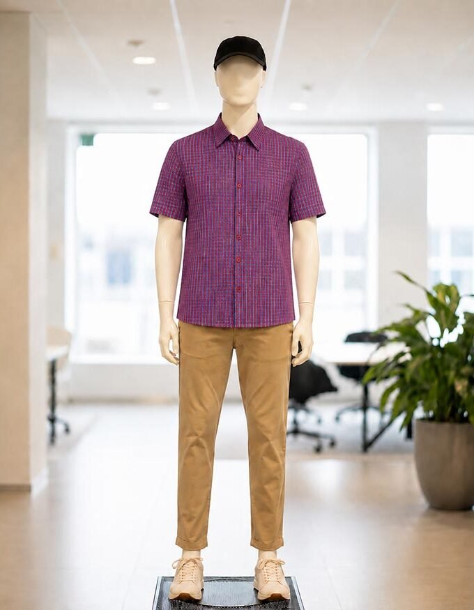 Rouge Blue Checked Business Shirt Picture from front