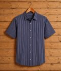 Waikawa Gray Lined Dress Shirt Picture on Hanger