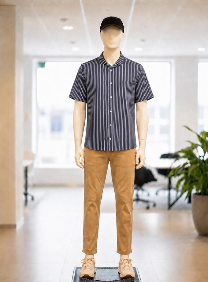 Waikawa Gray Lined Dress Shirt Picture from front