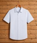 Casper White Lined Business Shirt Picture on Hanger