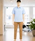 Polo Blue Double Cuff Business Shirt Picture From Front