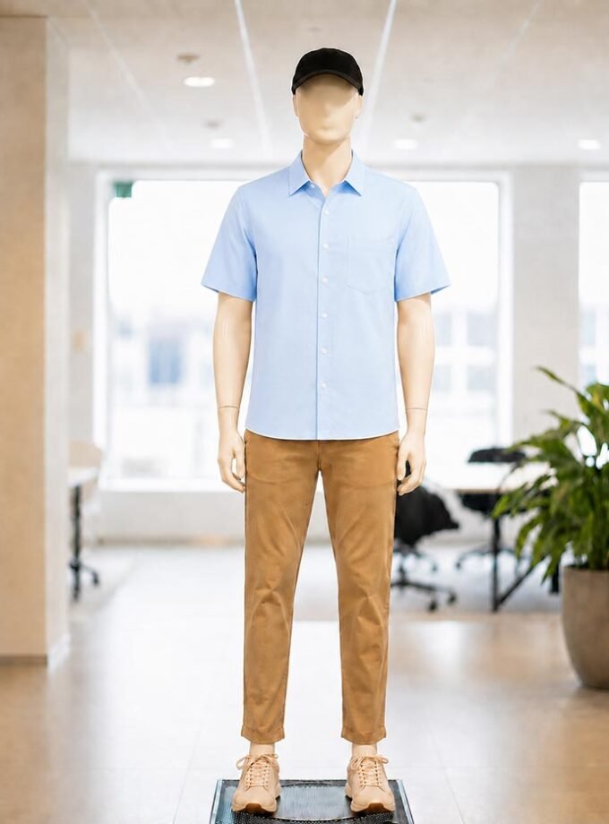 Polo Blue Double Cuff Business Shirt Picture From Front
