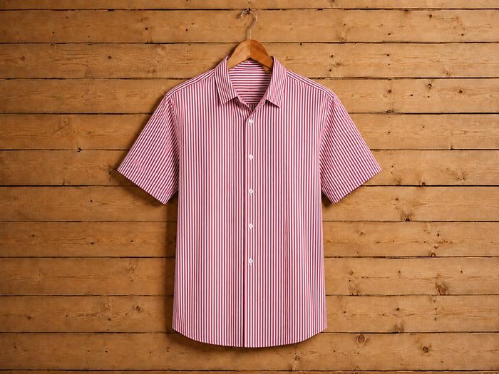 Red Lined Business shirt Picture on Hanger