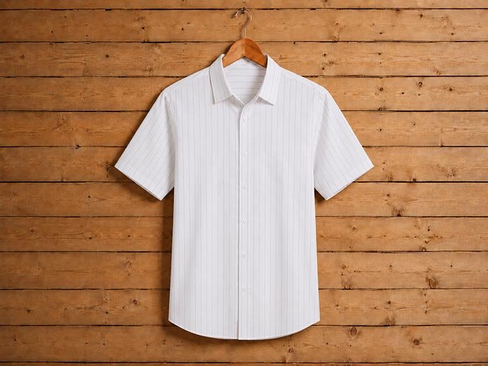 Red Lined White Business Shirt Picture On Hanger