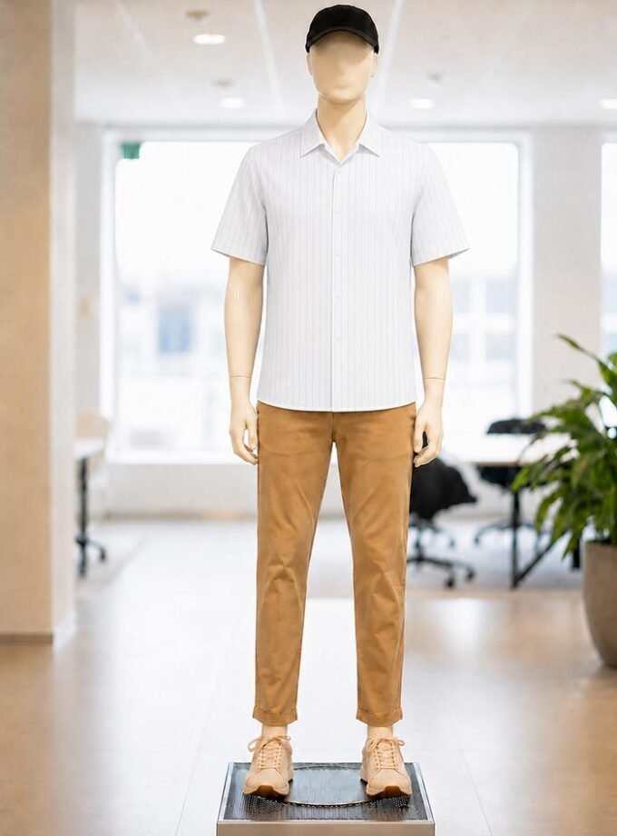 Red Lined White Business Shirt Picture From Front