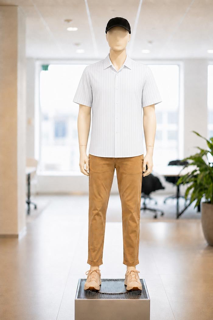 Red Lined White Business Shirt Picture From Front