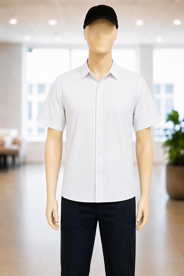 Red Lined White Business Shirt Closeup Picture