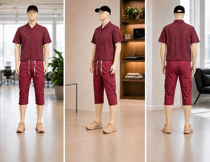 Burnt Umber Red 3-Quarter Shorts