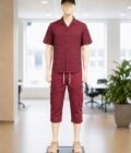 Burnt Umber Red 3-Quarter Shorts Picture From Front
