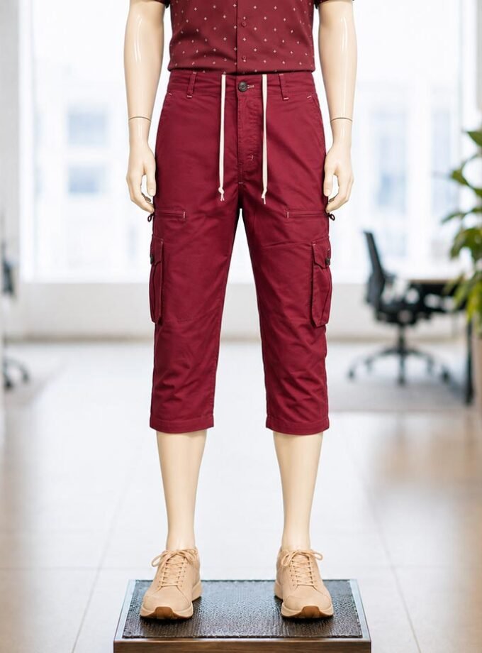 Burnt Umber Red 3-Quarter Shorts