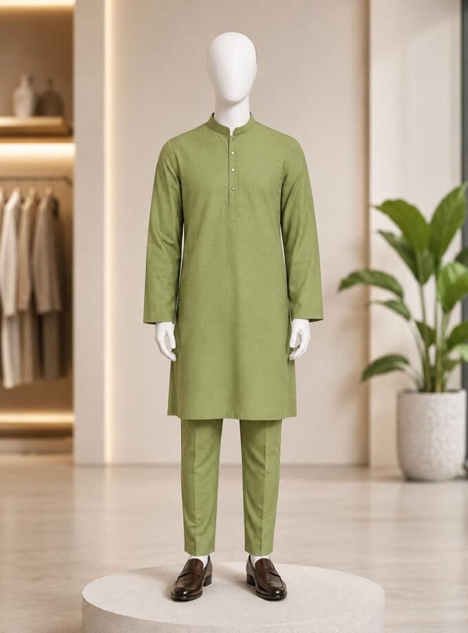 Green Smoke Kurta Pyjama Picture From Front