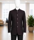 Deep Red And Black Mens Designer Prince Coat Closeup Picture