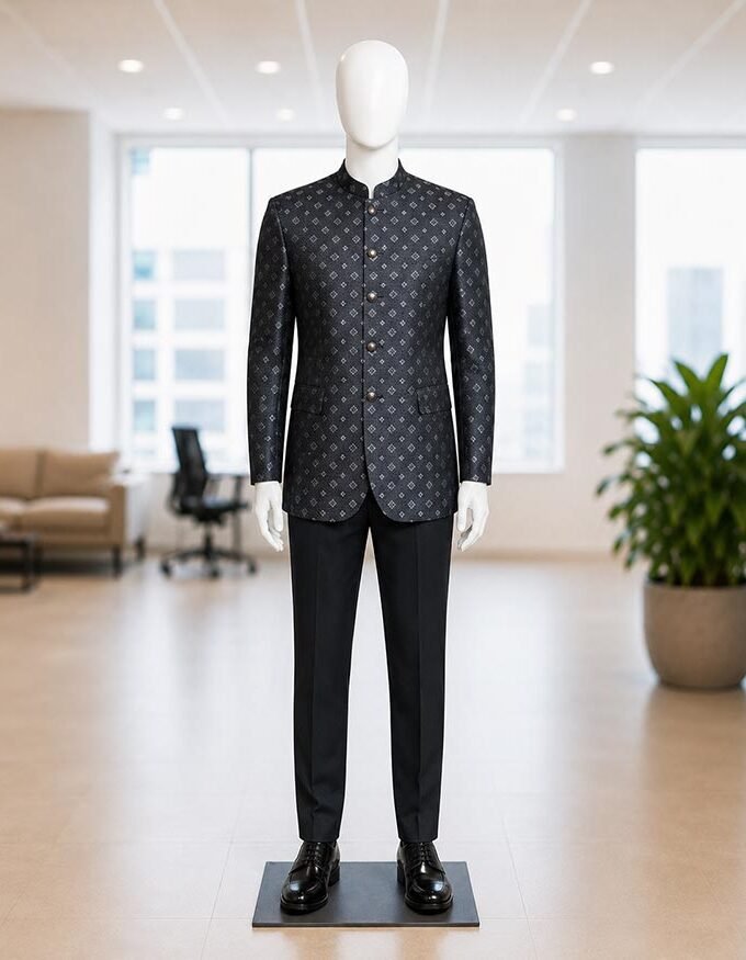 Mens Designer Black Prince Coat Picture From Front