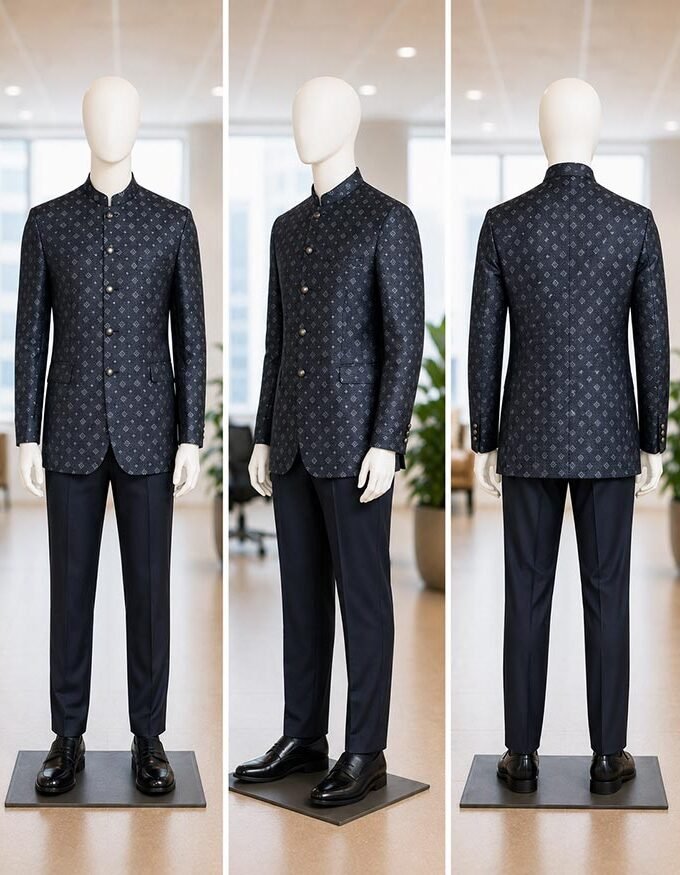 Designer Black Prince Coat For Men