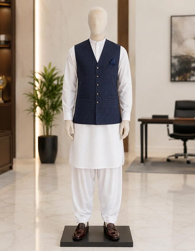 River Bed Check Lined Waist Coat Picture From Front