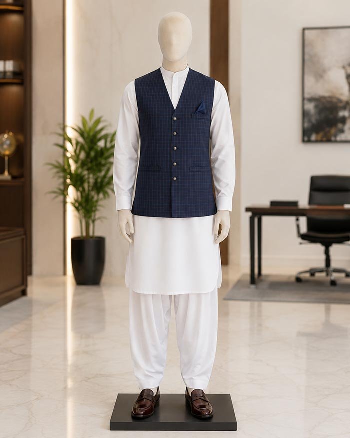River Bed Check Lined Waist Coat Picture From Front