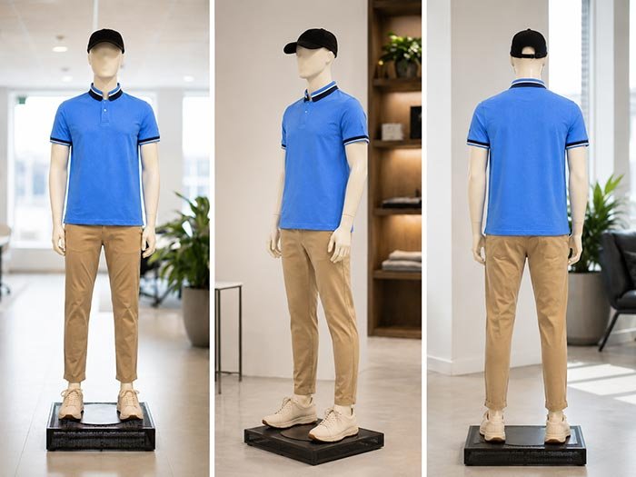 Short Sleeve Sapphire Blue T-Shirt Picture From 3 Dimension