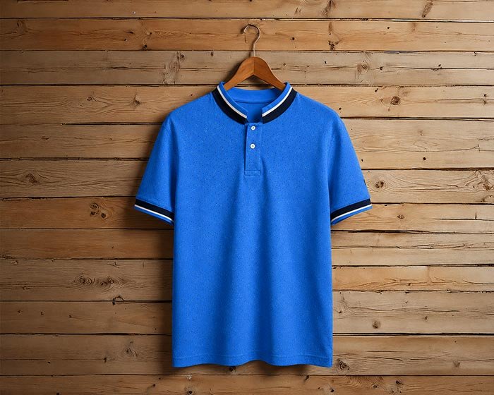 Short Sleeve Sapphire Blue T-Shirt Picture On Hanger