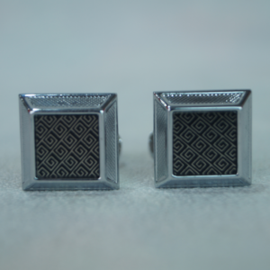Sliver & Black Styled Cuff Links - Image 2