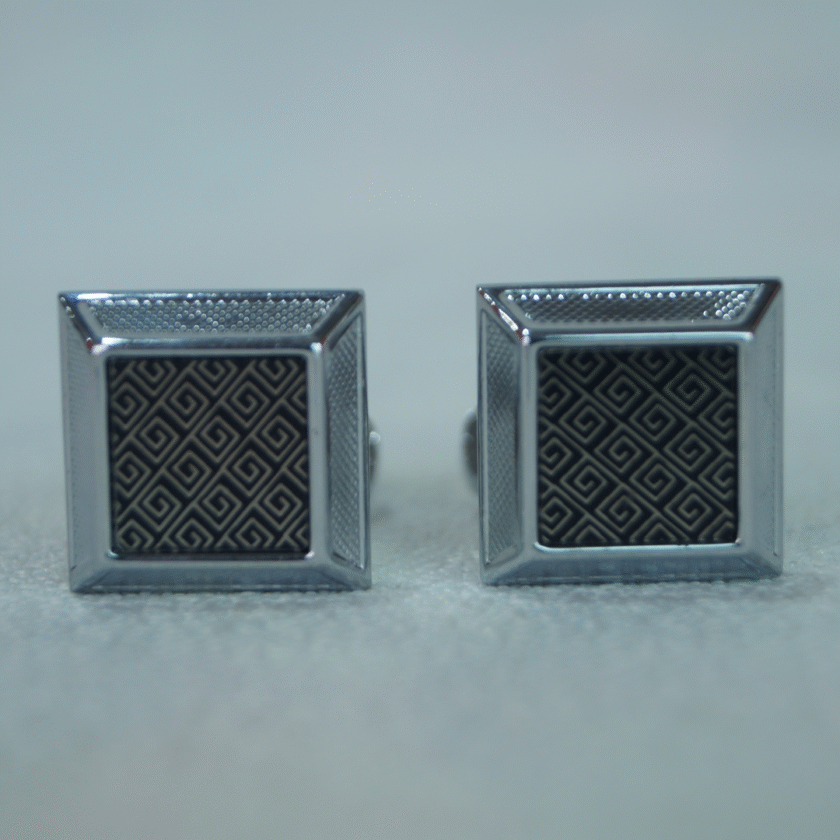 Sliver & Black Styled Cuff Links - Image 2