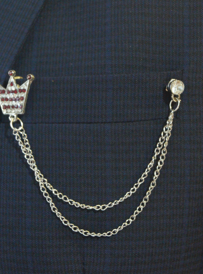 Crown Pocket brooch chain