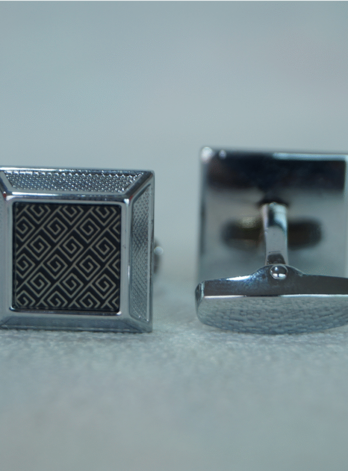 Sliver & Black Styled Cuff Links