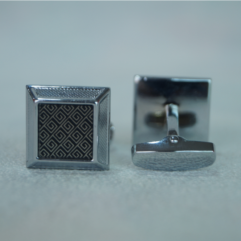 Sliver & Black Styled Cuff Links - Image 3