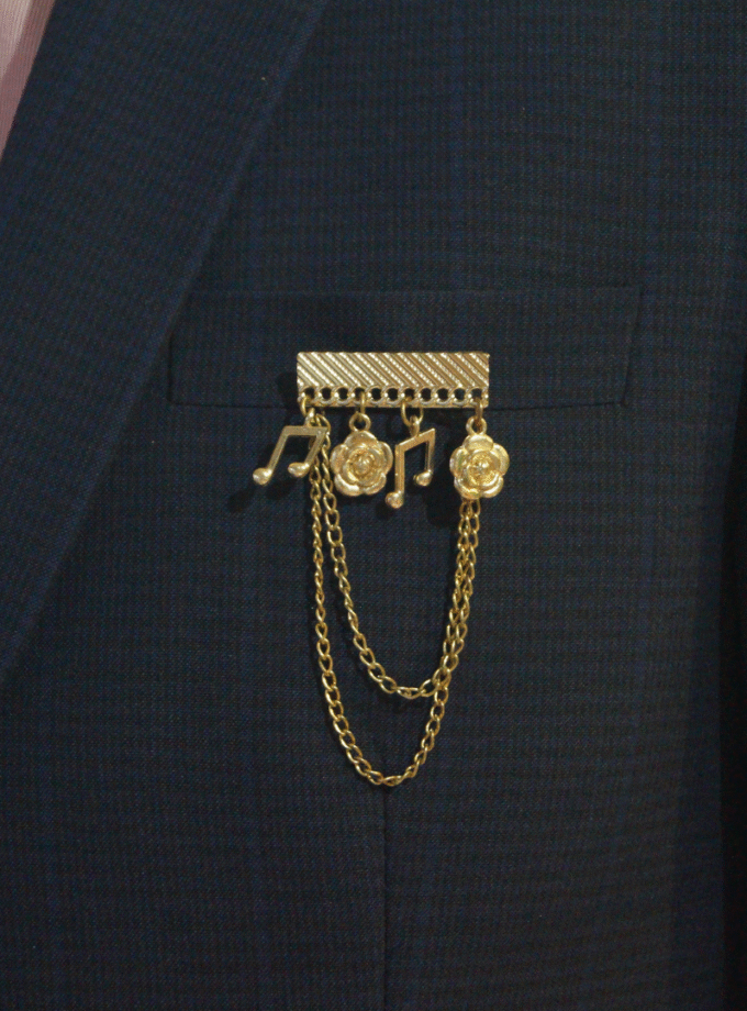 Music and Floral Pocket brooch chain