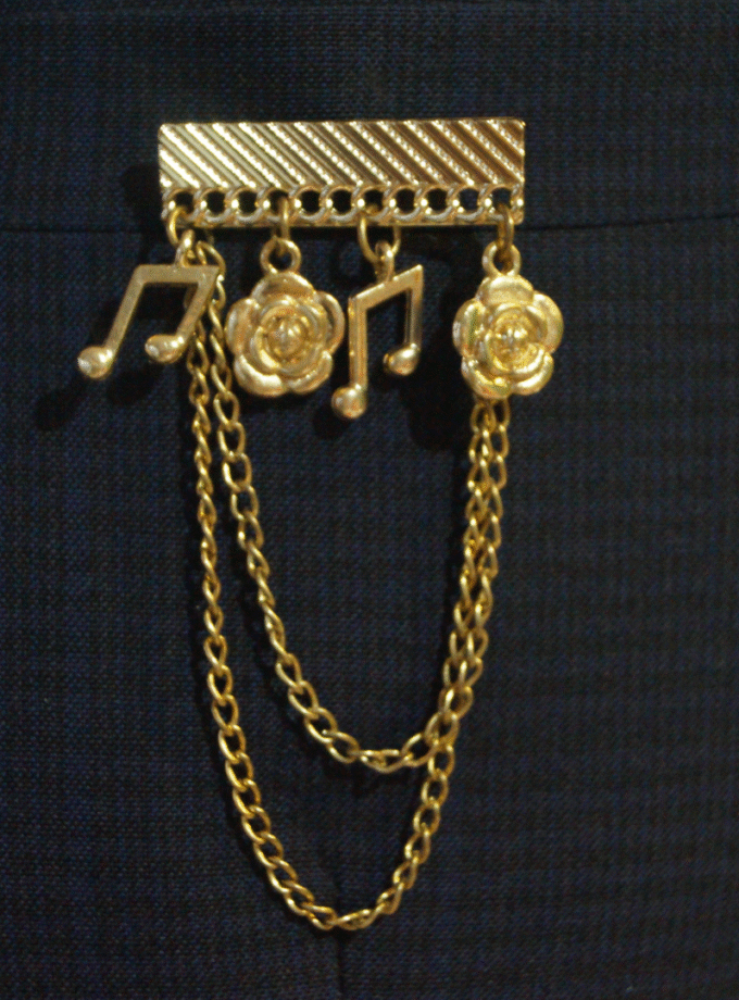 Music and Floral Pocket brooch chain