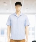 Blue and white lined Business shirt Closeup Picture