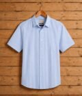 Blue and white lined Business shirt Picture on Hanger