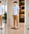 Blue and white lined Business shirt Picture From 3 Dimensions
