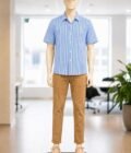 White & blue lined Business Shirt Picture From Front