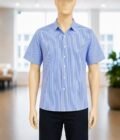 White & blue lined Business Shirt Closeup Picture