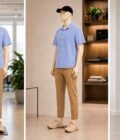 White & blue lined Business Shirt Picture From 3 Dimensions