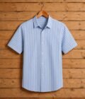 White Azure Lined Business Shirt Picture On Hanger