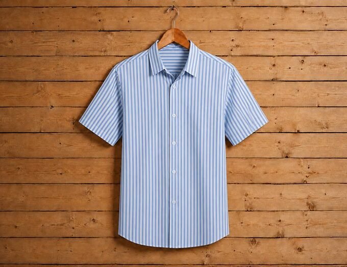 White Azure Lined Business Shirt