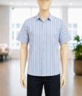 White Azure Lined Business Shirt Closeup Picture