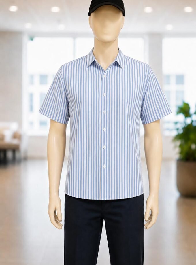 White Azure Lined Business Shirt