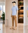 White Azure Lined Business Shirt Picture From 3 Dimensions