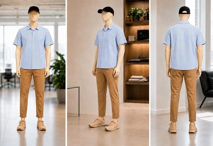 White Azure Lined Business Shirt